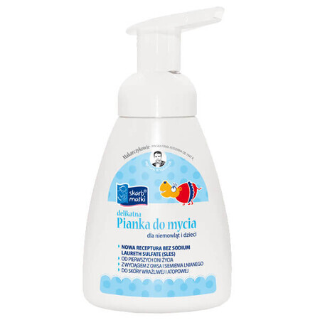 Schiuma Detergente Delicata per la Pelle Sensibile dei Bambini e Neonati Tesoro della Madre, 250 ml
