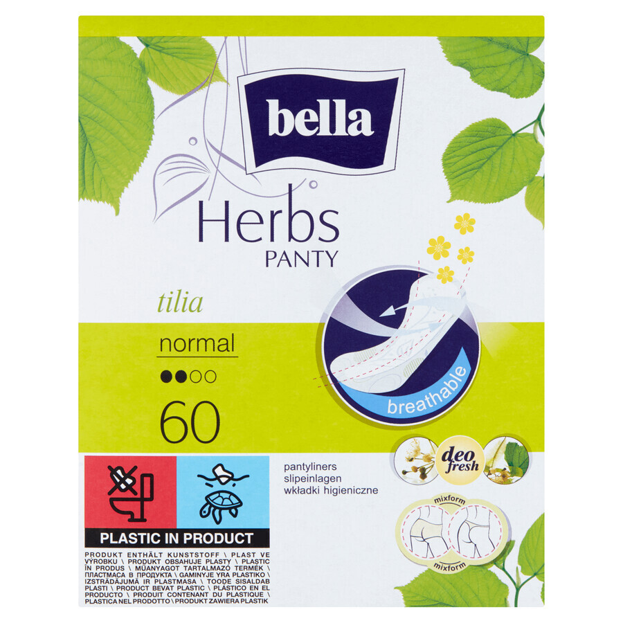 Inserzioni igieniche, Bella Panty Herbs Tilia, confezione da 60 unità.