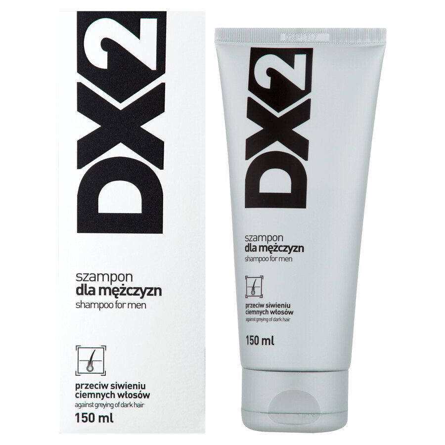 DX2, shampoo per uomo contro l'ingrigimento dei capelli scuri, 150 ml