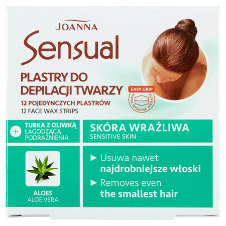 Joanna Sensual, plasturi de epilare facială cu aloe vera, 12 buc.