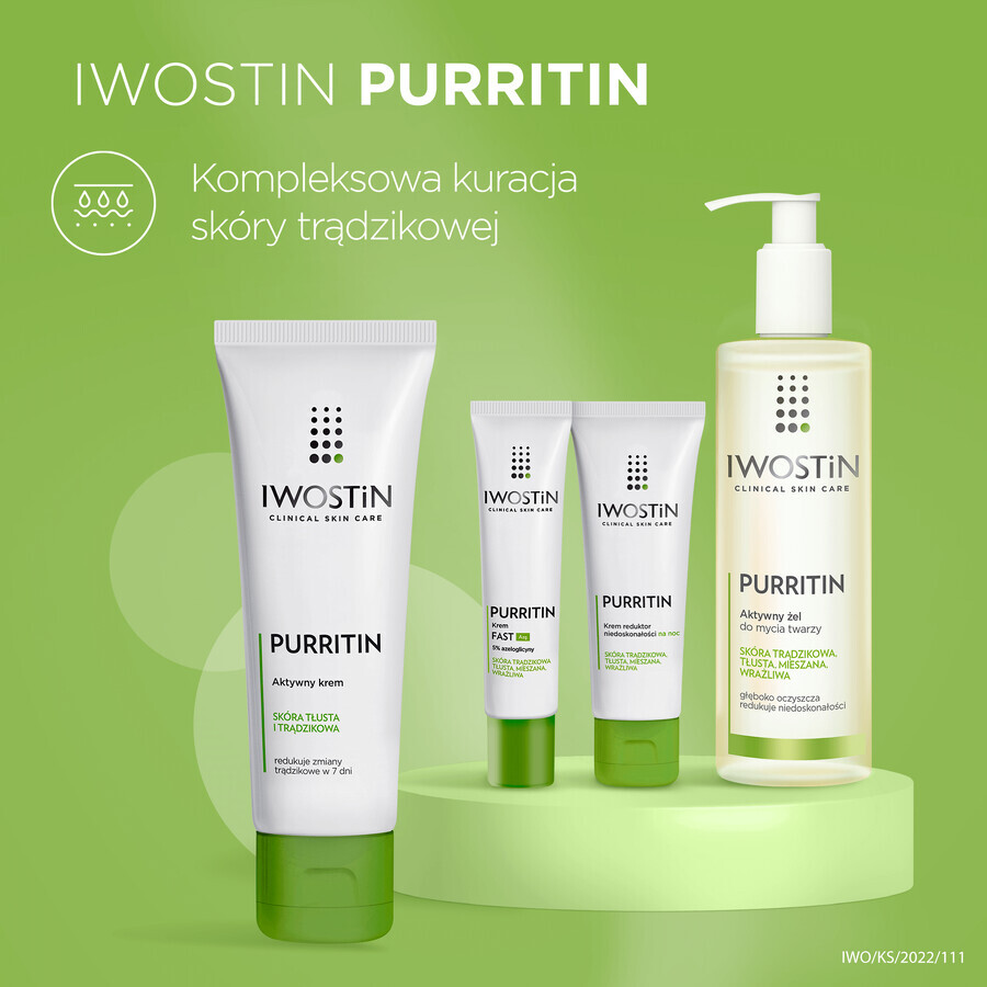 Iwostin Purritin, cremă activă, ten gras și cu tendință acneică, 40 ml