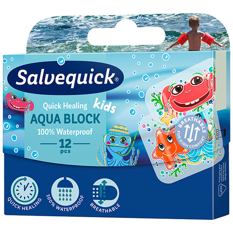 Piastre per ferite Salvequick AquaBlock Kids - Confezione da 12 unità