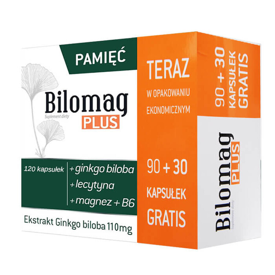 Integratore alimentare Bilomag Plus, confezione promozionale 90 + 30 capsule