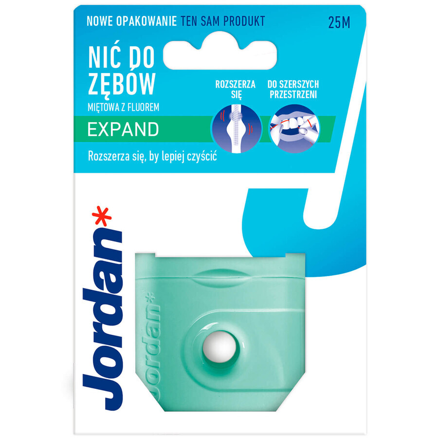 Jordan Expand Floss, Fluoride, Waxed, Mint, 25m