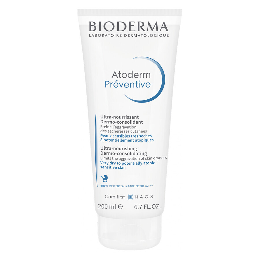 Bioderma Atoderm Préventive, crème nourrissante fortifiante pour la peau des enfants et nourrissons, peau atopique, 200 ml