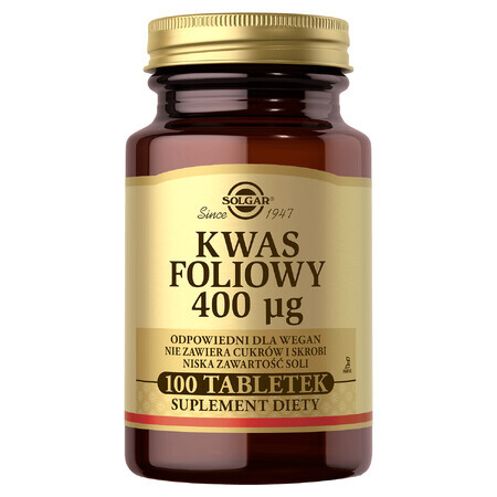 Solgar Kwas foliowy 100 tabletek