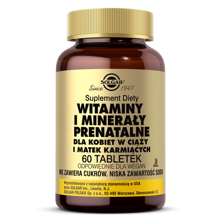 Solgar Prenatal Vitaminas y Minerales, 60 comprimidos