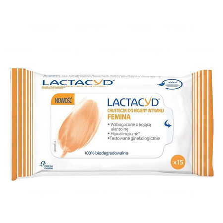 Waciki per l igiene intima Lactacyd Femina, 15 pezzi.