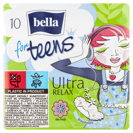 Assorbenti Igienici Bella Ultra Relax con Ali, Confezione da 10 pezzi, Per Giovani