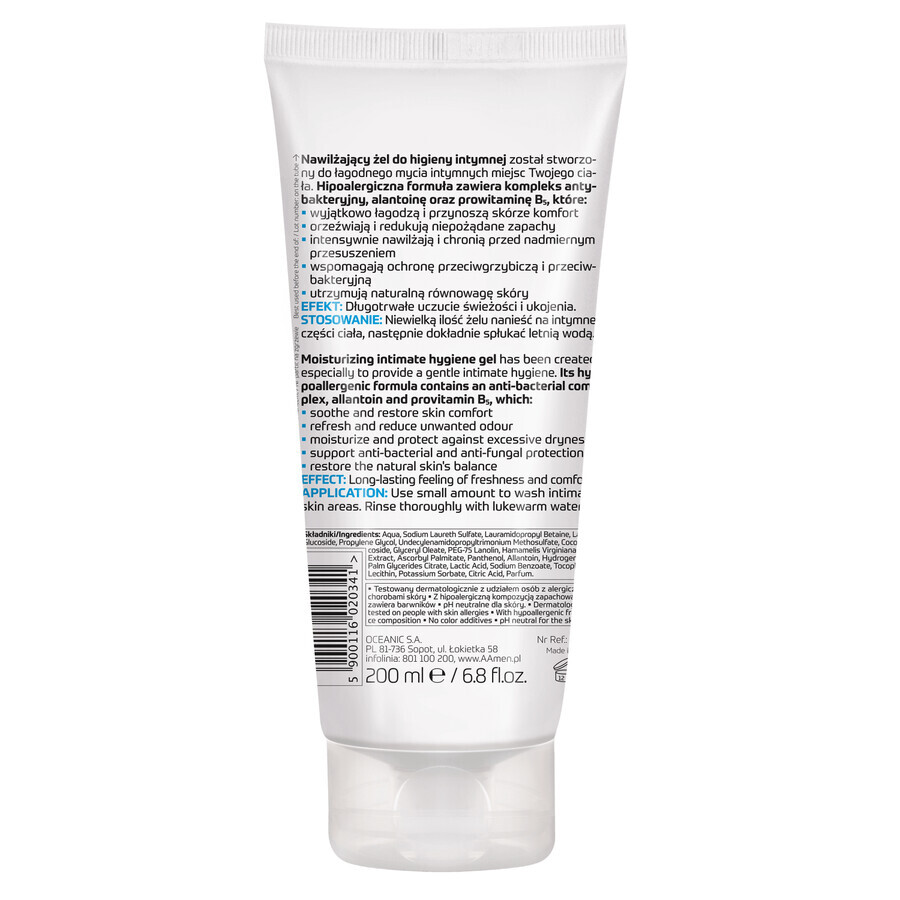 Gel Intimo Maschile AA Sensitive, Idratante, 200 ml