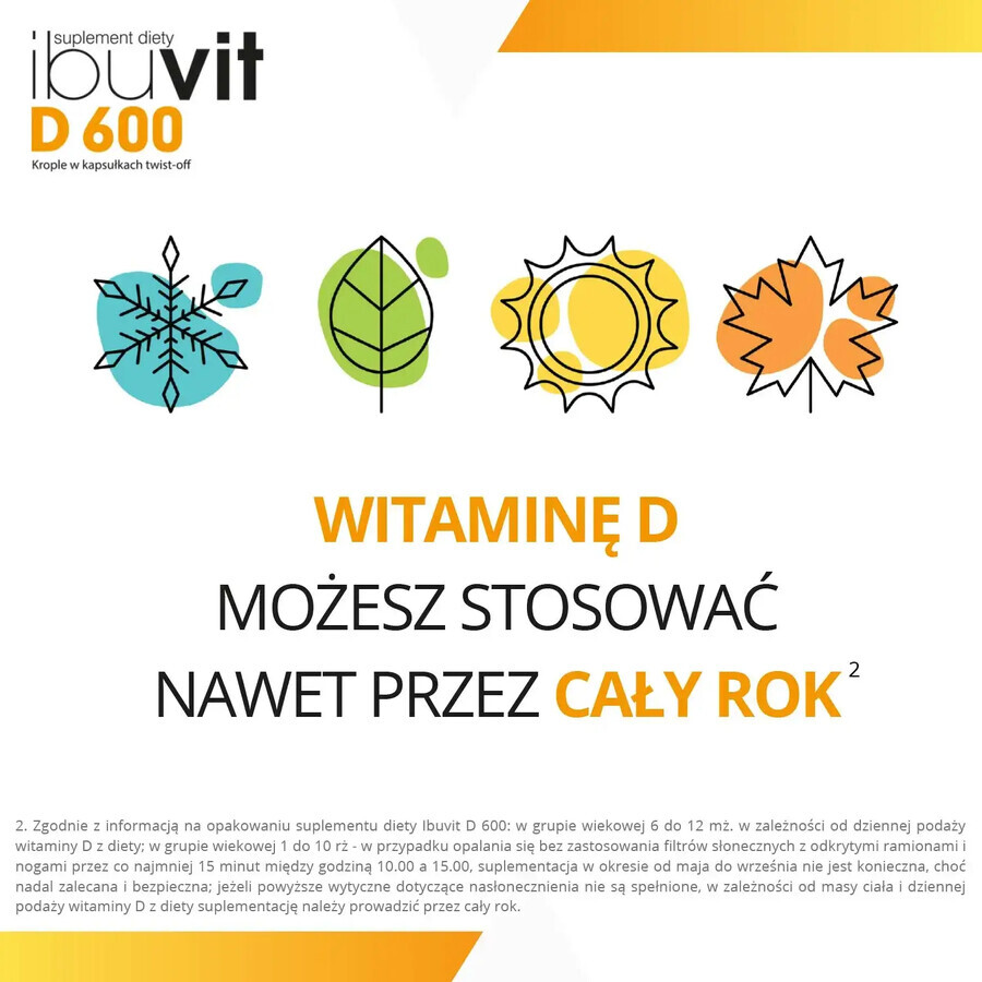 Ibuvit D 600, vitamine D pour nourrissons et enfants, 30 gélules twist off