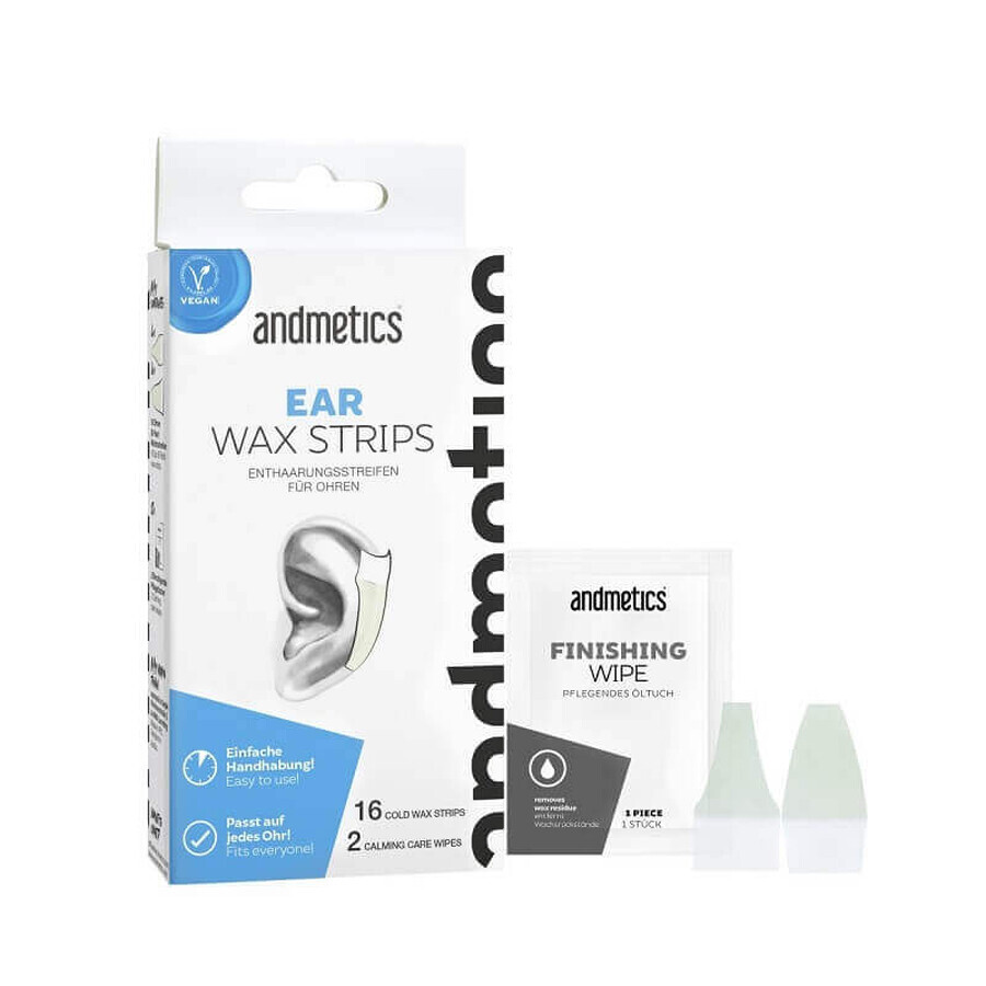 Strisce depilatorie per le orecchie, 16 strisce, Andmetics