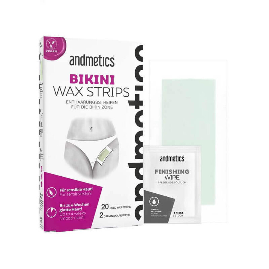 Strisce depilatorie per la zona bikini, 20 strisce, Andmetics