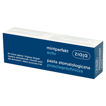 Ziaja Mintperfekt Activ, pastă de dinți dentară anticorozivă, 75 ml