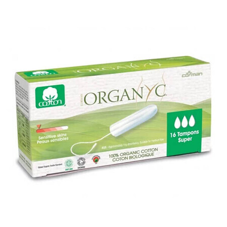Organyc, Super, 16 Tampax Igiene Intima - Confezione da 16 Pezzi
