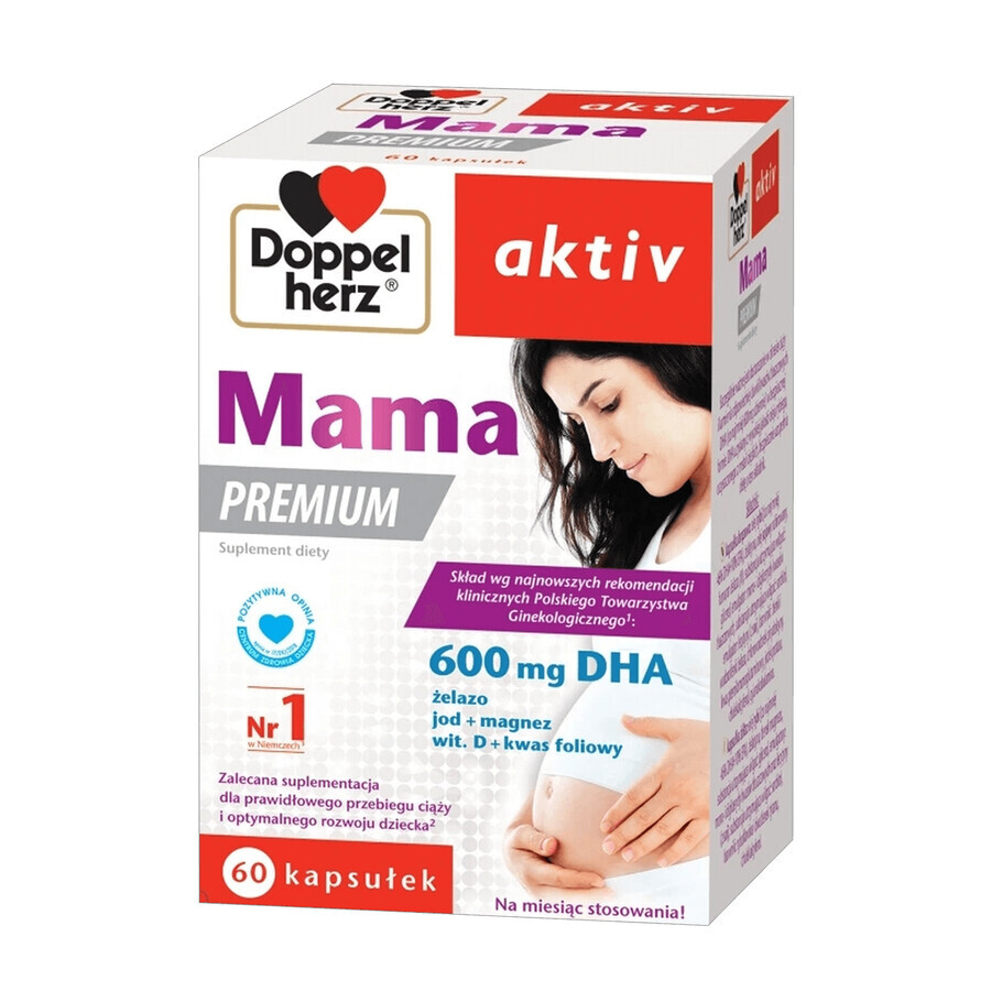 Doppelherz Aktiv Mama Premium - Integratore Alimentare per Future Mamme, 60 Capsule