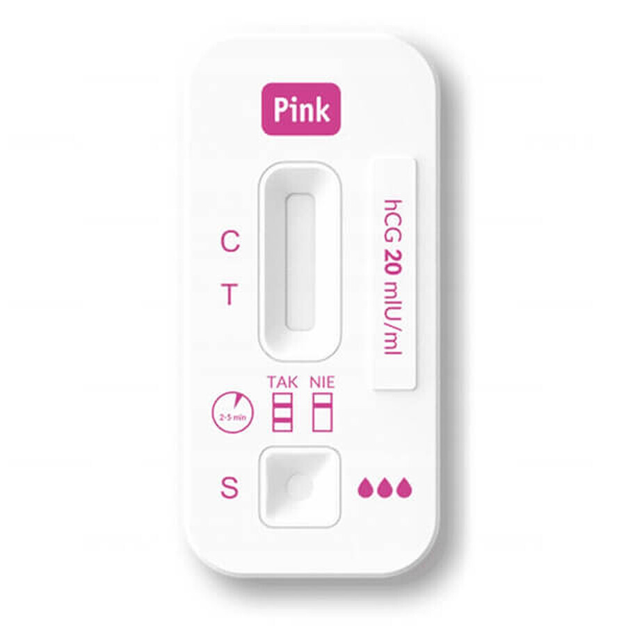 Pink Home Laboratory, piastra test di gravidanza, super sensibile 10 mlU/ml, 1 pezzo