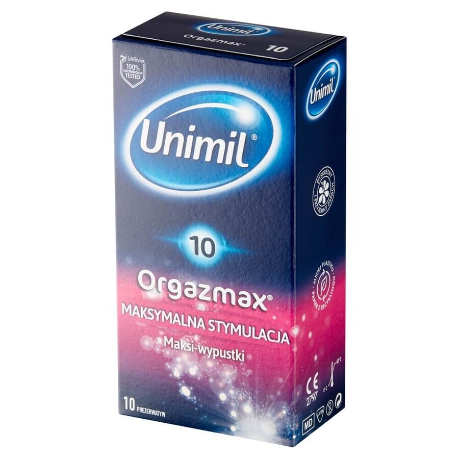Unimil OrgazMax, preservativi con maxi-punte, 10 pezzi