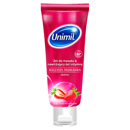 Unimil Juicy Strawberry, gel idratante per massaggio intimo, edibile, 200 ml