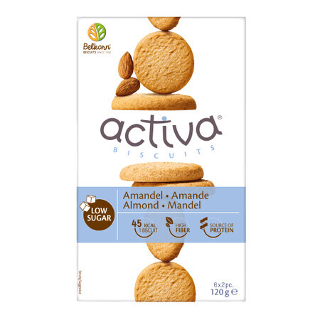 Active biscuits with almonds (no sugar added), 120 g, Belkorn