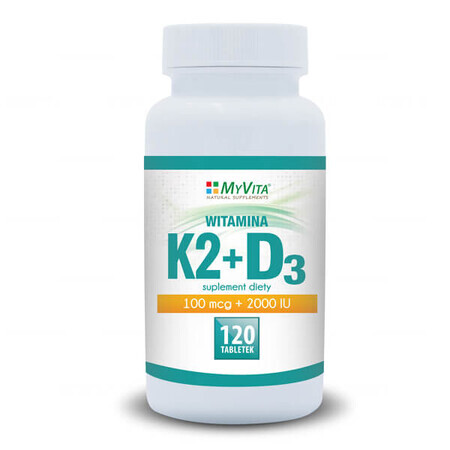 Integratore di Vitamina K2 + D3, 120 Compresse ad Alto Dosaggio per la Salute Osteoarticolare