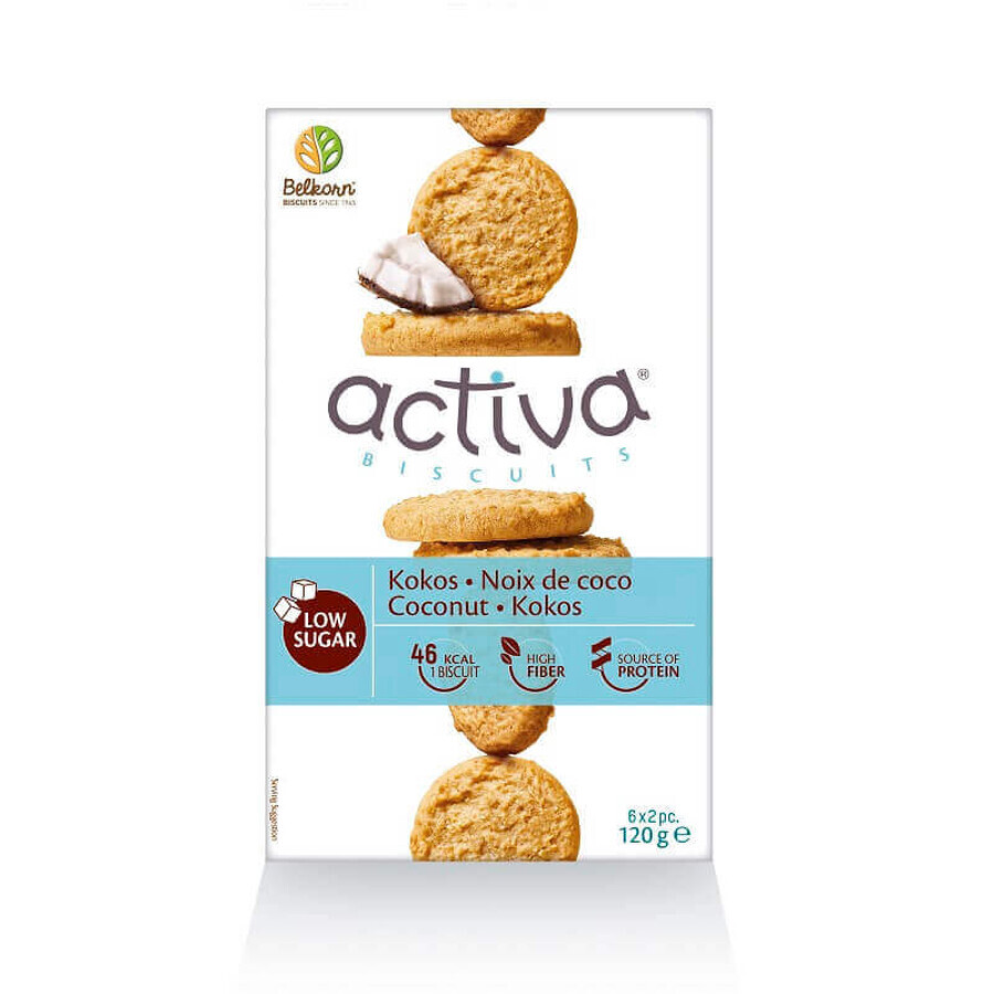 Active biscuits with coconut, sugar free, 120g, Belkorn