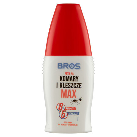 Bros, Max liquido repellente per zanzare e zecche, DEET 25,77%, 50 ml