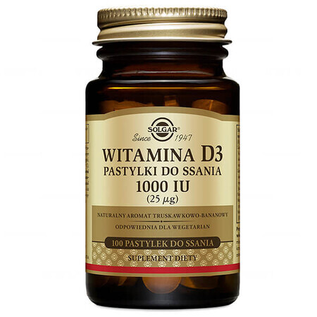 Solgar Vitamine D3 1000 UI, 100 pastilles