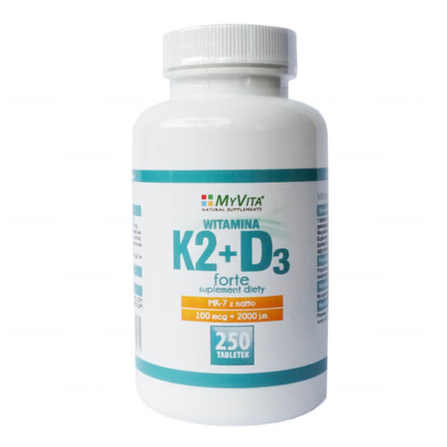 Integratore di Vitamina K2+D3 ad Alto Dosaggio, 250 Compresse - Esclusivo per il tuo Benessere Vegan