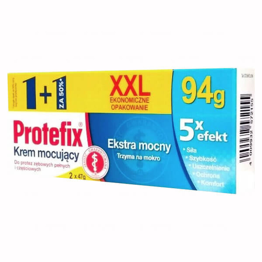Protefix, crema di fissaggio per protesi dentarie, extra-forte, 2 x 47 g