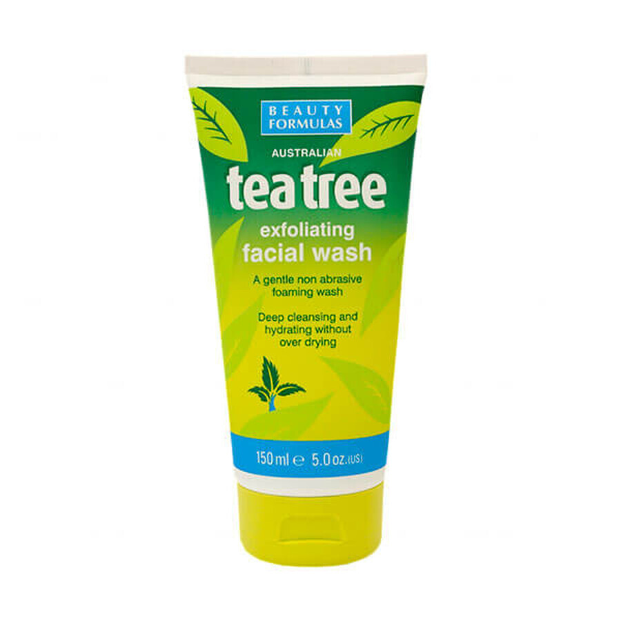 Gel detergente viso con acidi della frutta Beauty Formulas all olio essenziale di tea tree, 150 ml