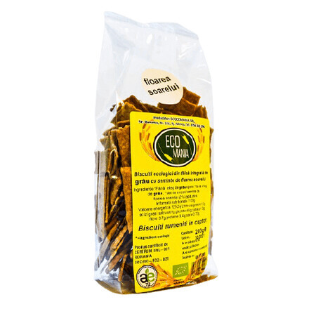 Wholemeal biscuits with sunflower seeds, 200 g, Ecomania