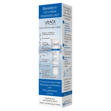 Uriage Bariéderm Cica, crème régénérante au Cu-Zn, 40 ml