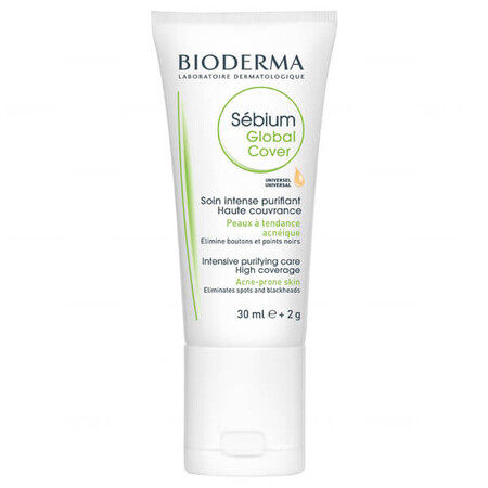Bioderma Sebium Global Cover - Crema colorante anti-acne, 30 ml
