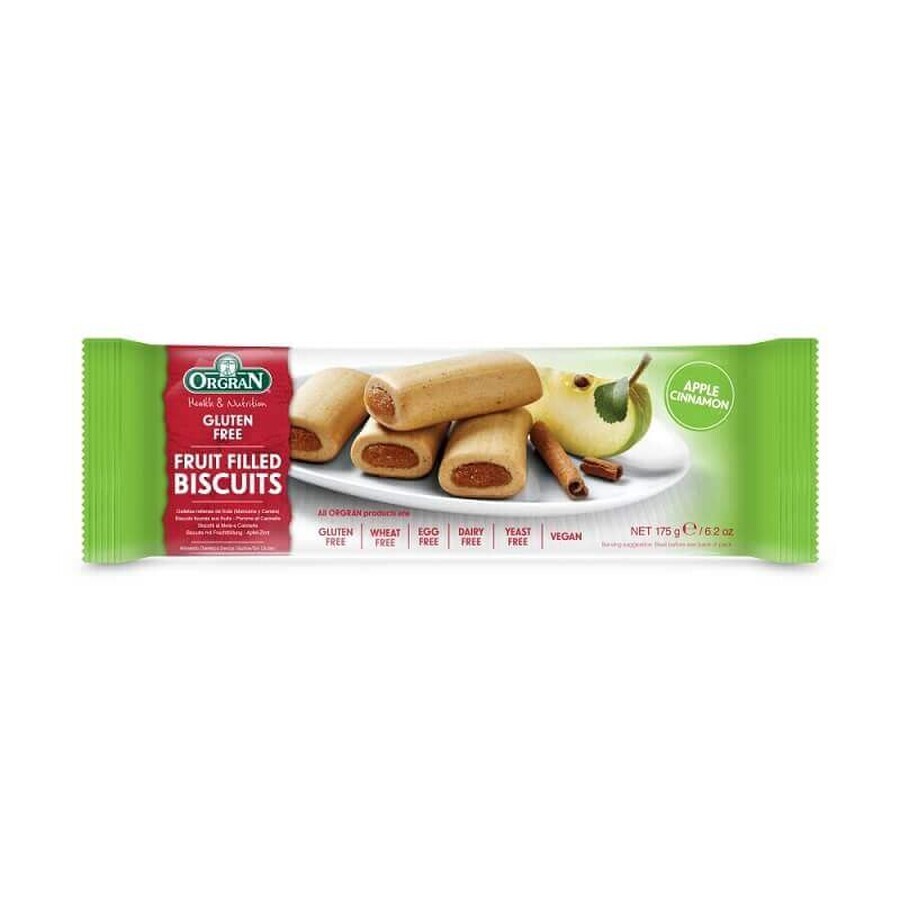 Biscotti ripieni di mela e cannella, 175 g, Orgran