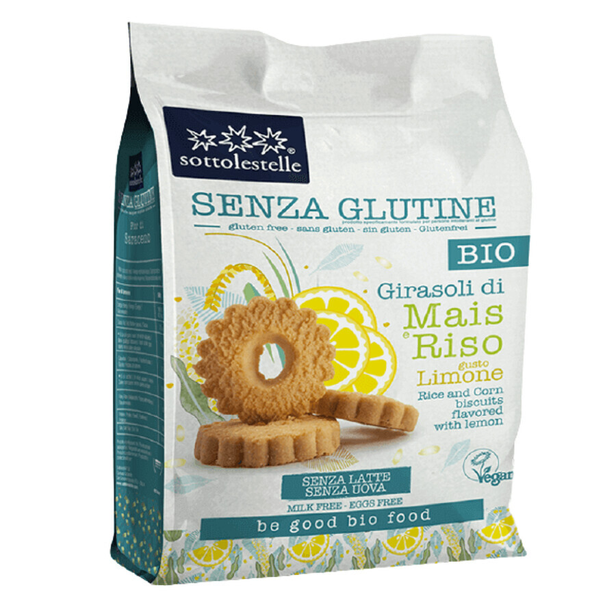 Biscotti vegani senza glutine con limone eco, 250 g, Sottolestelle