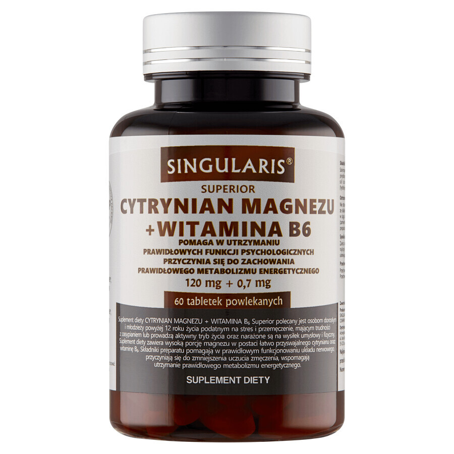Citrato di magnesio con vitamina B6, 60 compresse - Sinergia per il tuo organismo