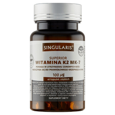 Integratore alimentare con vitamina K2 MK-7 Singularis Superior, 60 capsule