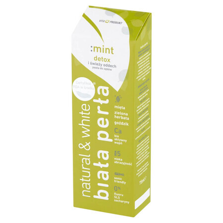 White Pearl Natural & White, dentifricio sbiancante, Mint Detox, 75 ml