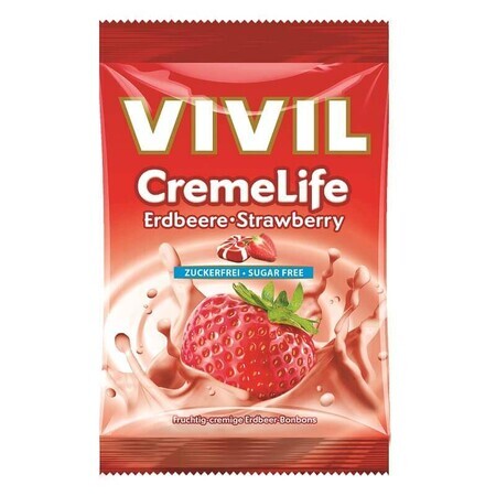 Caramelle senza zucchero alla fragola Creme Life, 60 g, Vivil