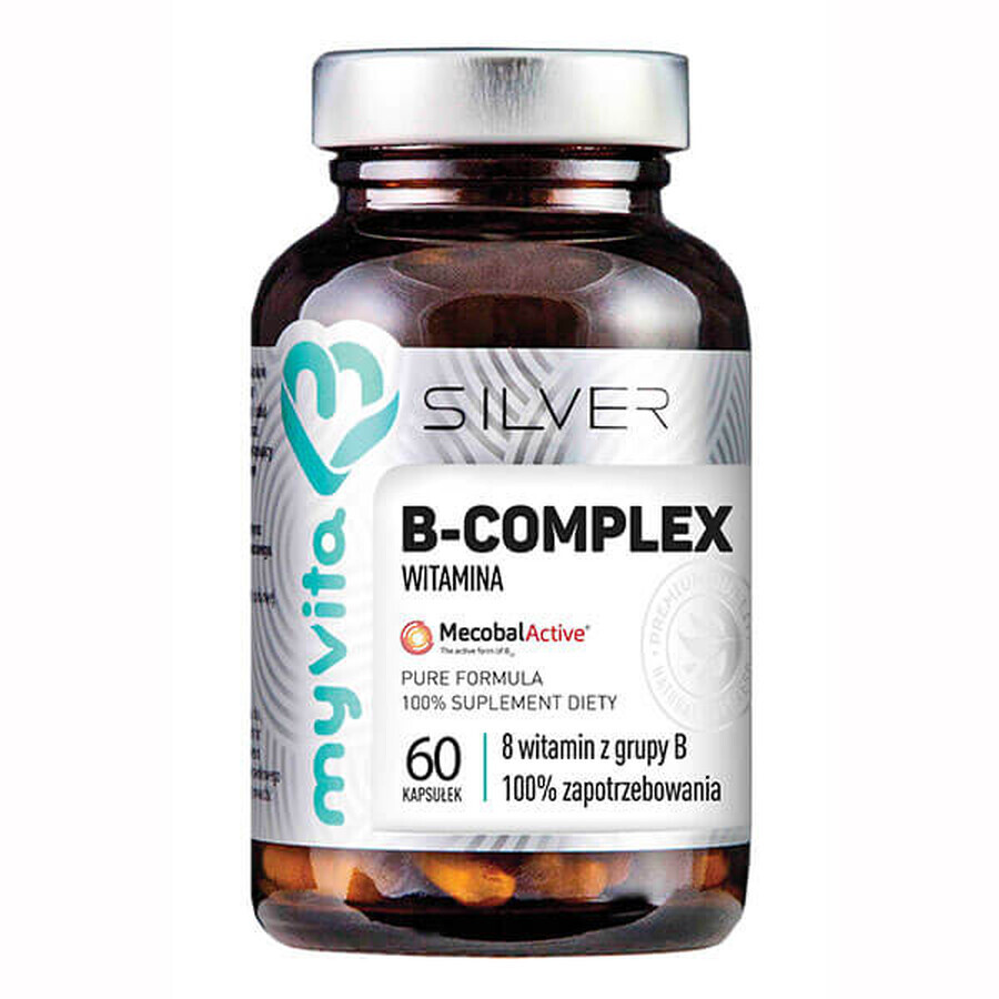 MyVita Silver, Complexe Vitamine B 100%, méthylcobalamine MecobalActive, 60 gélules