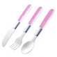 Posate in metallo per bambini Canpol - rosa, set di 3 pezzi (cucchiaio, forchetta, coltello) - 9/477