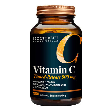 Vitamina C a rilascio prolungato Doctor Life con Rosa Canina, 500 mg, 200 compresse