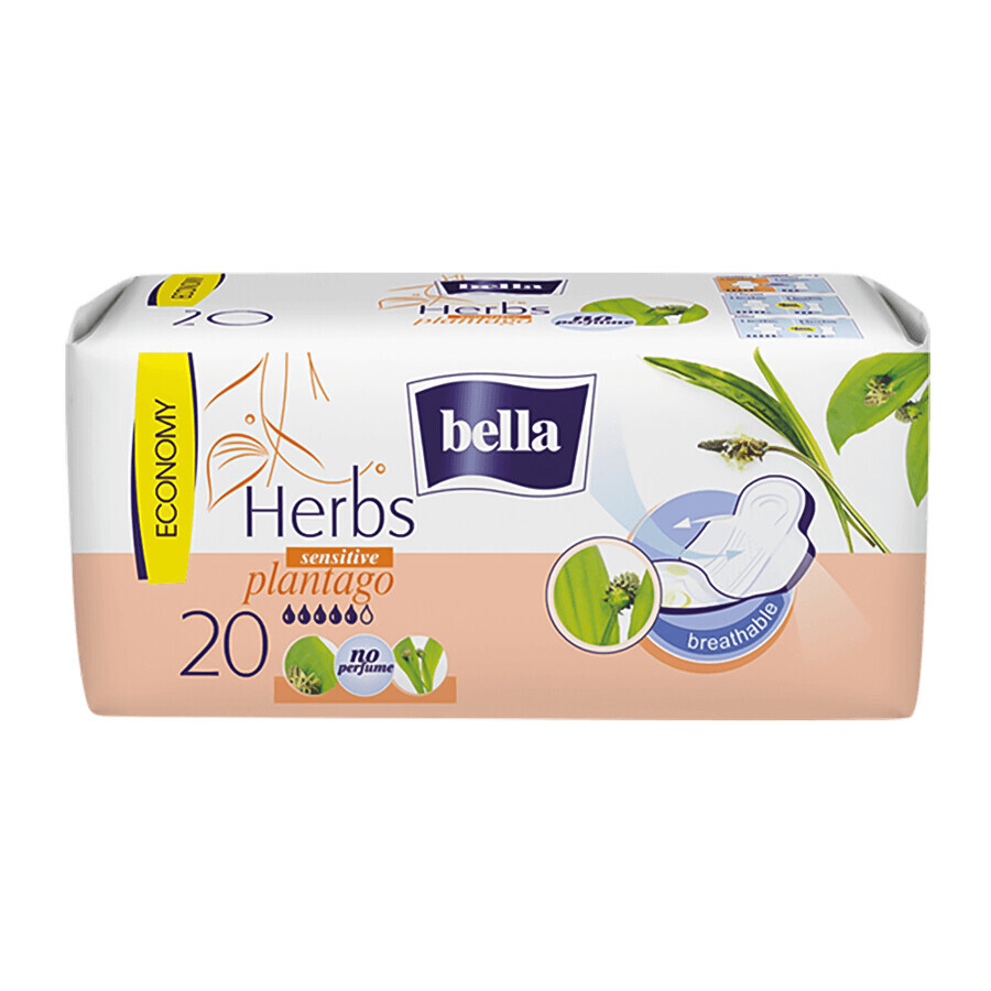 Bella Herbs, assorbenti igienici con ali con piantaggine, 20 pz.