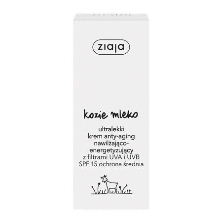 Ziaja Goat Milk, Ultralight Anti-aging, Moisturizing and Energizing Cream, SPF 15, 50 ml