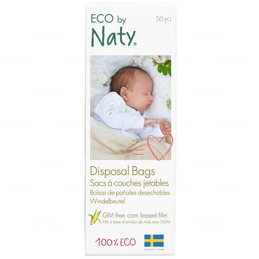 (EU) Eco by Naty, Sacchetti per pannolini ecologici, 50 pezzi