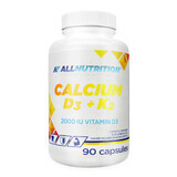 Allnutrition Calcium D3 + K2, Calcium + Vitamin D 2000 IU + Vitamin K, 90 Kapseln