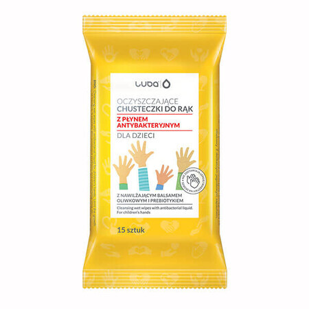 Chicca Salviettine Detergenti per Mani con Liquido Antibatterico per Bambini, Confezione da 15