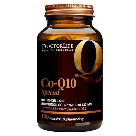 Doctor Life Co-Q10 Speciale: Integratore di Coenzima Q10 130mg con Olio di Cocco Organico, 100 capsule