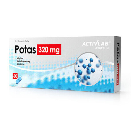 Potassio 320mg - Integratore Alimentare, Activlab Pharma, 60 capsule.